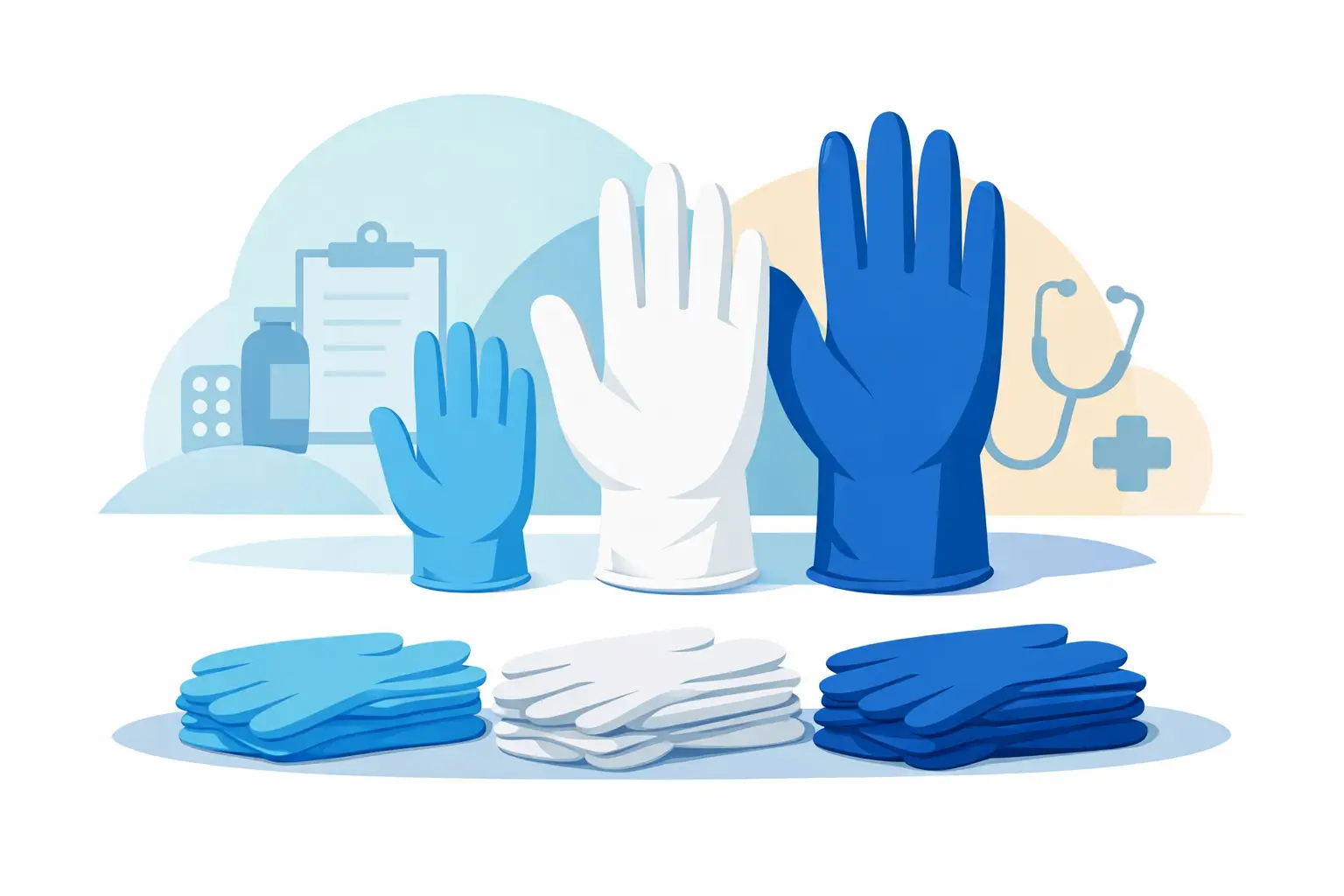 Medicinska handskar i olika storlekar