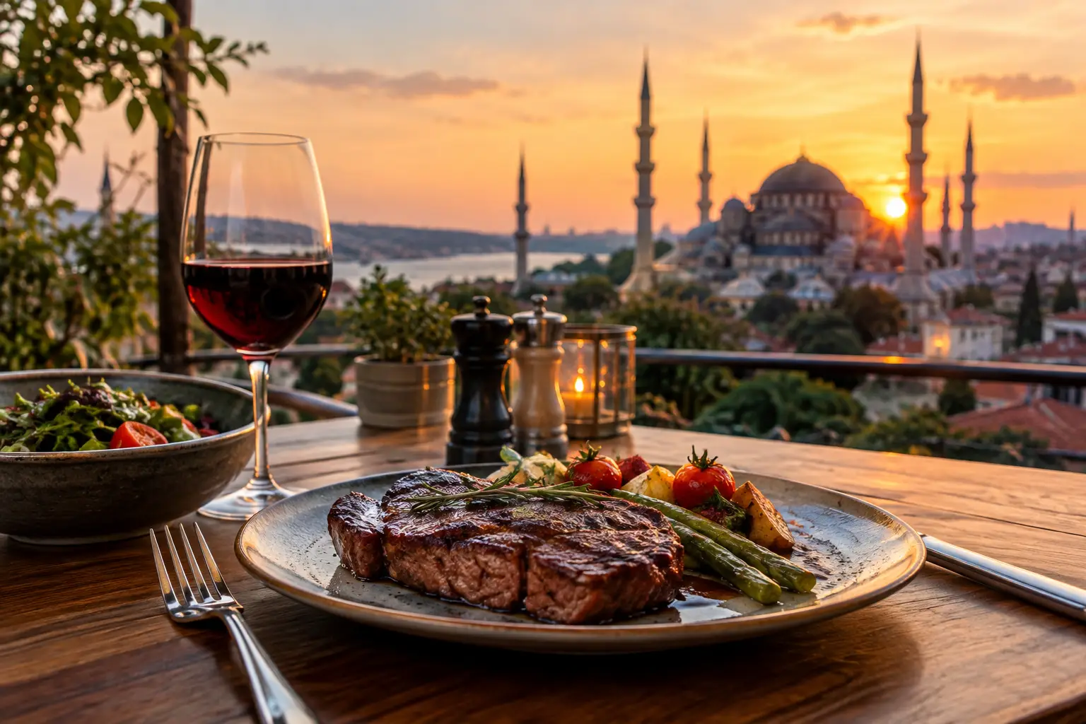 A Steak Dinner in Sultanahmet, Istanbul at Sunset