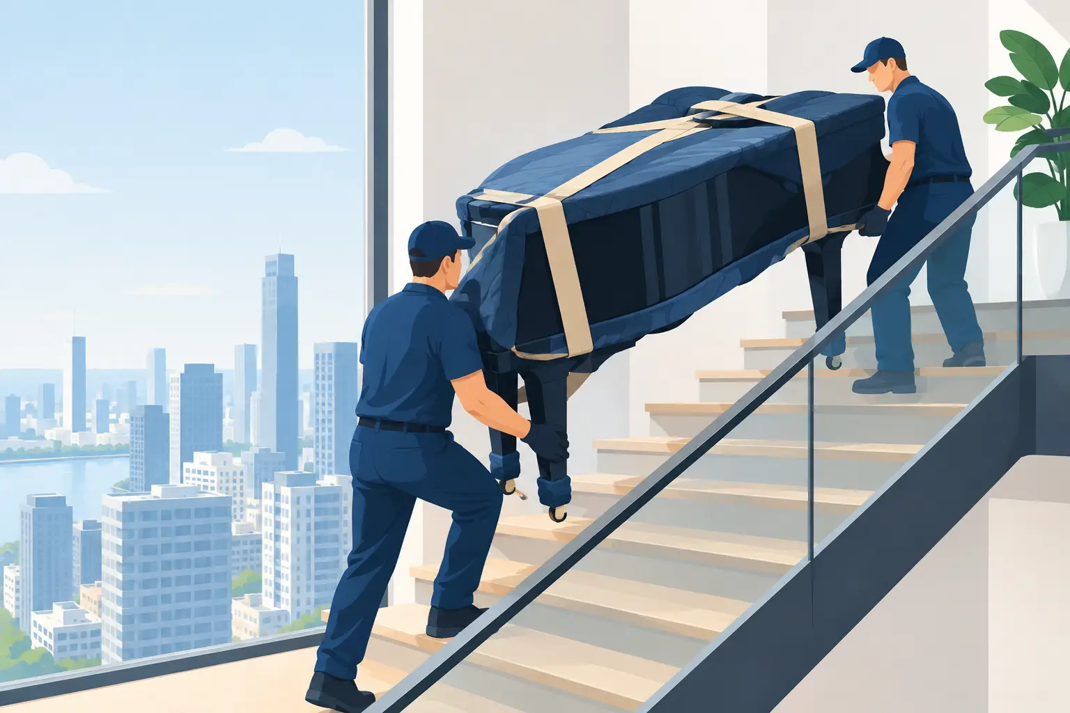 Transport de piano en étage élevé sans risque