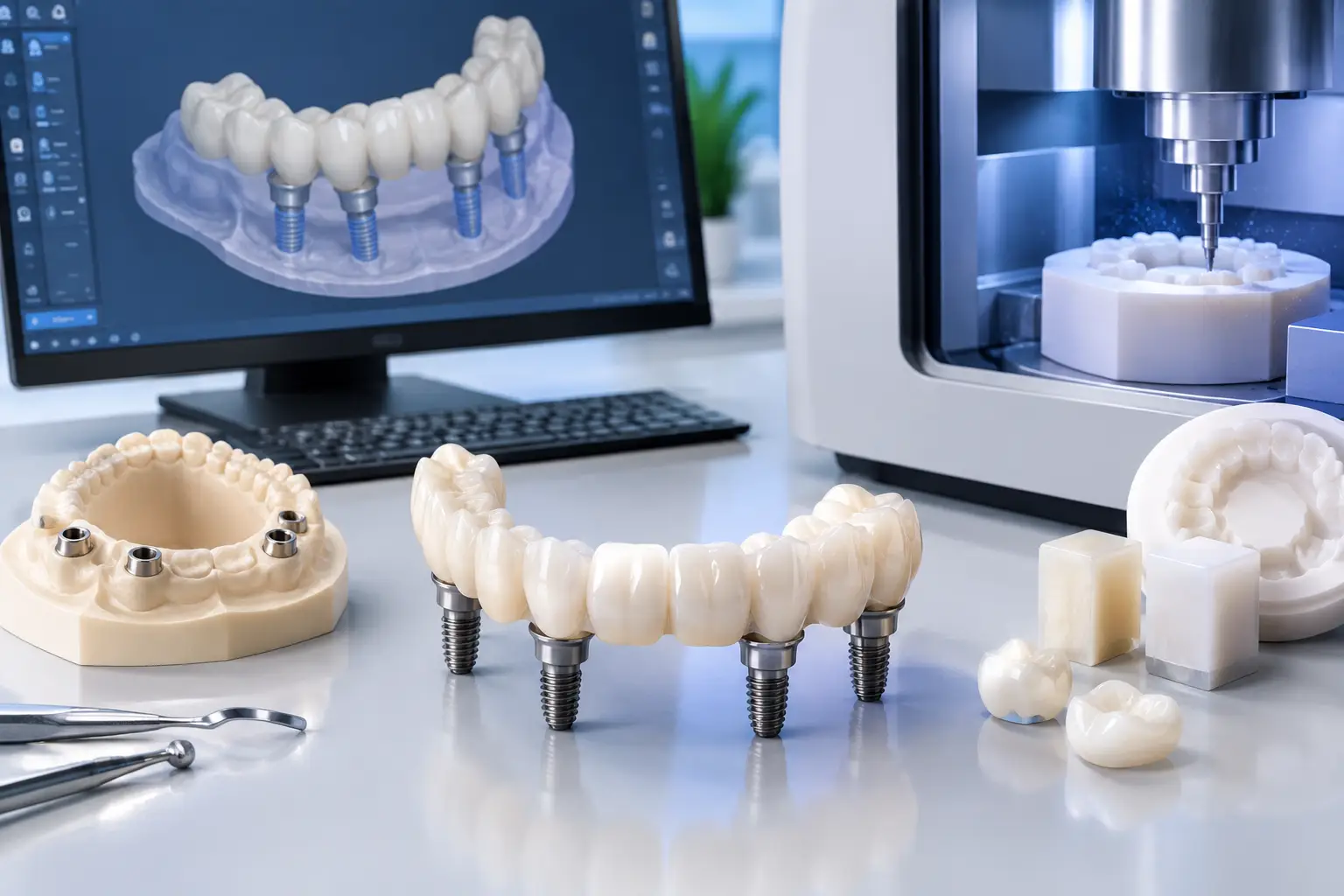 Prótese sobre implantes CAD CAM com precisão