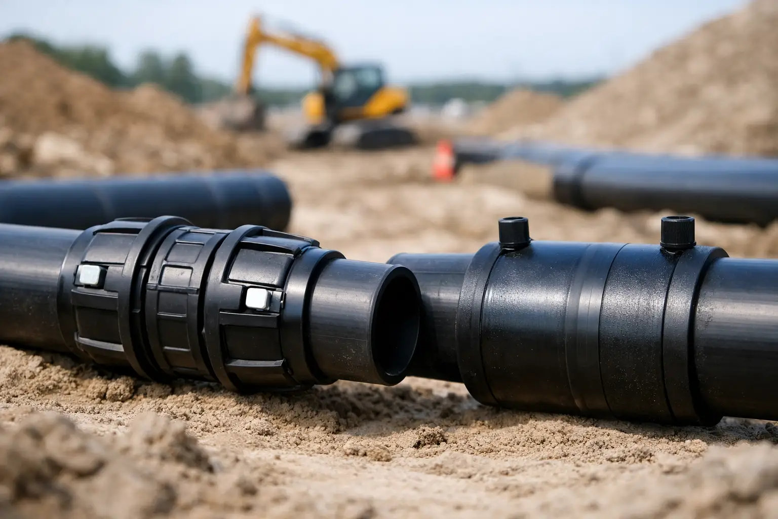Conexão mecânica ou soldável PEAD para obras