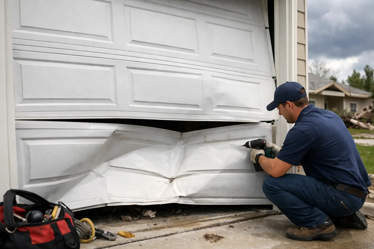 Garage Door Storm Damage Repair After High Winds
