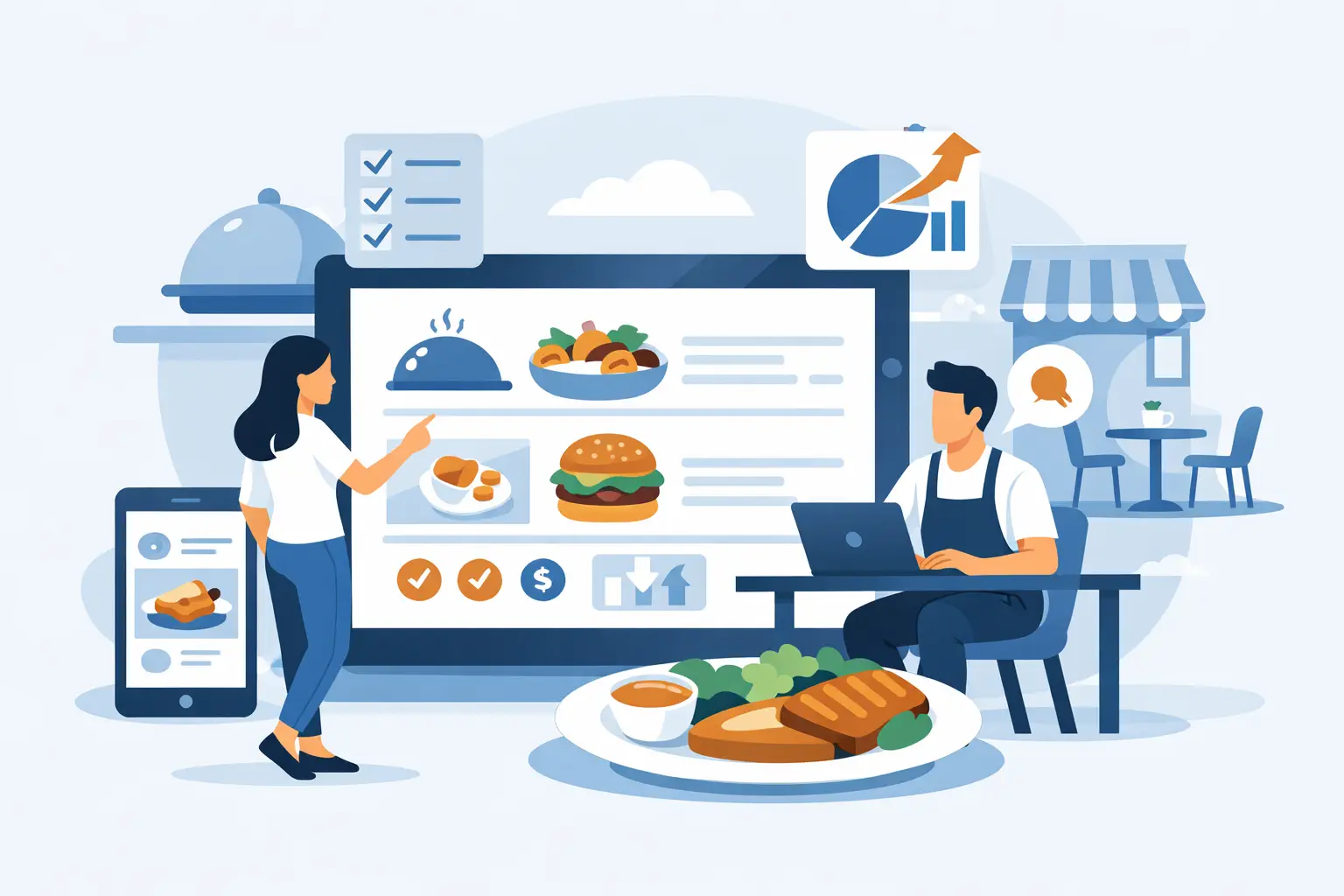 Menyhantering online för restaurang som säljer mer