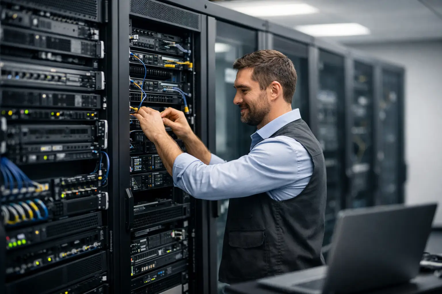 Instalación de racks empresariales bien hecha