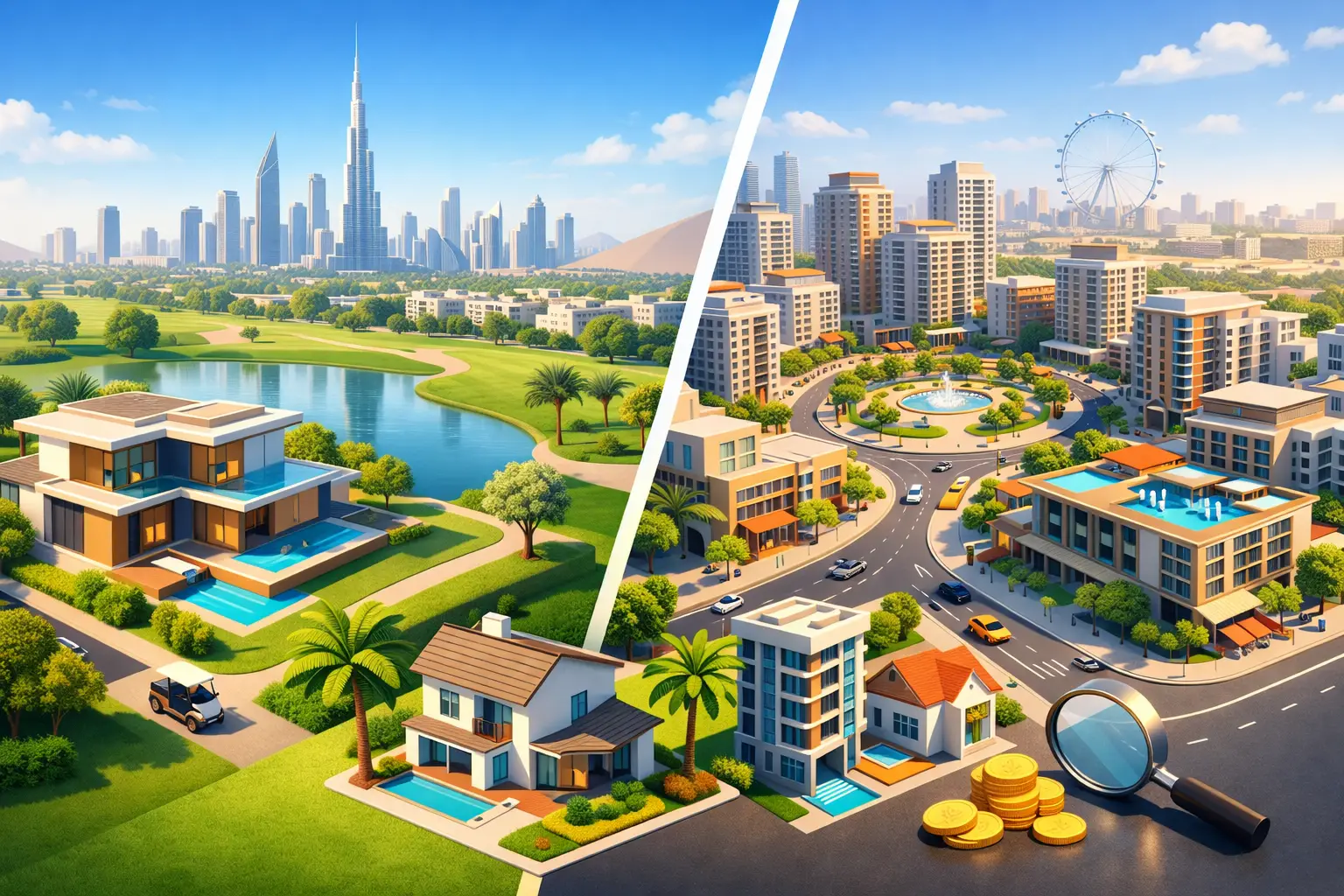Dubai Hills versus JVC for Buyers and Investors