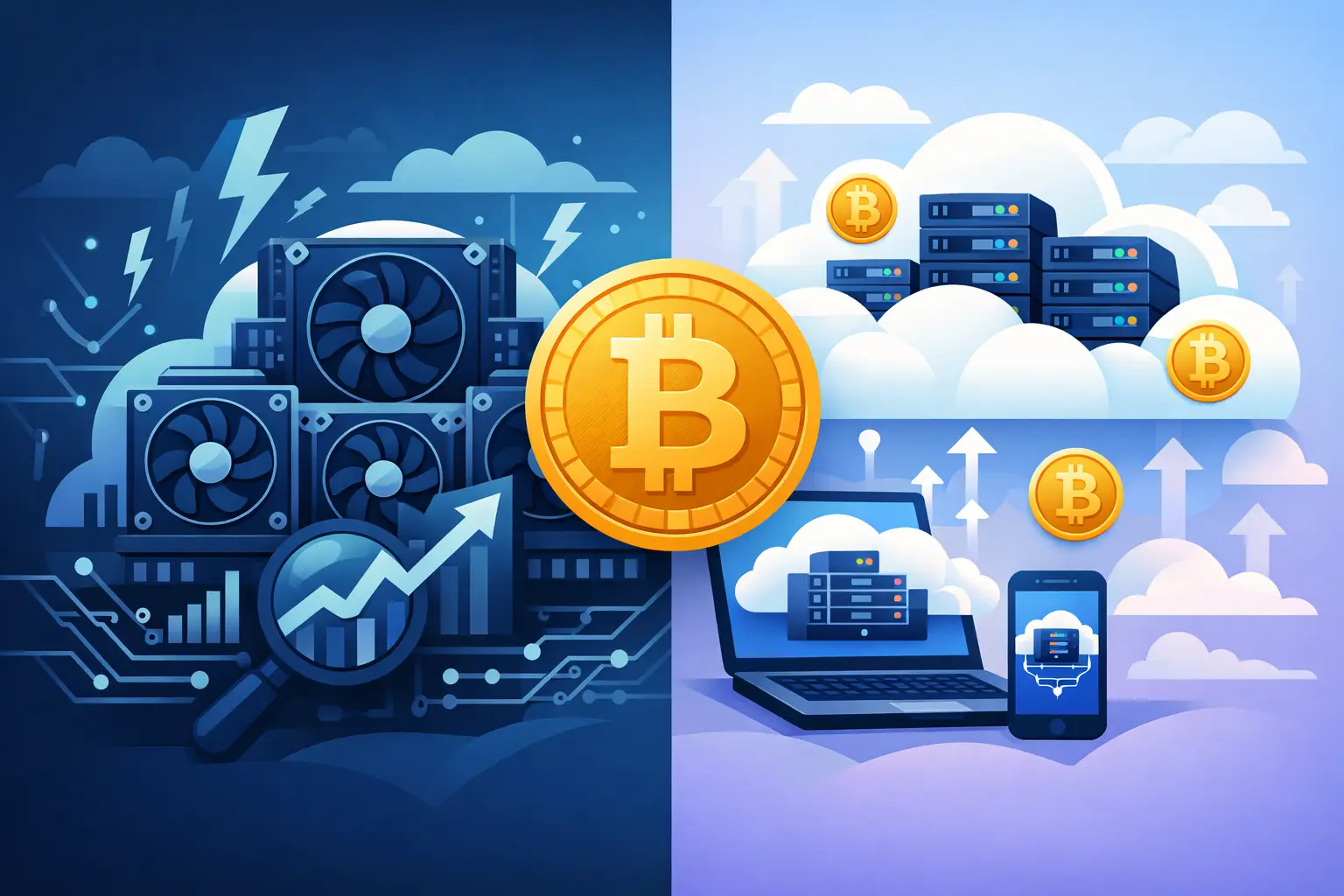 Hashrate Versus Cloud Mining for Bitcoin