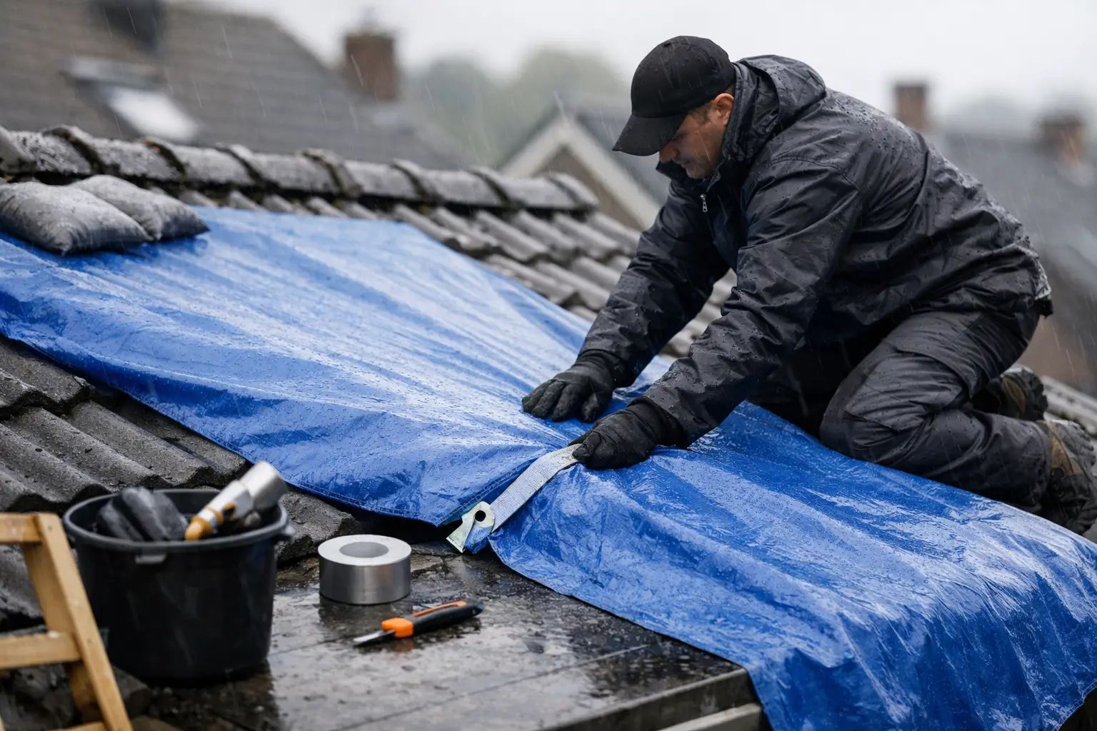 Lekkend dak tijdelijk afdekken? Zo pakt u het aan
