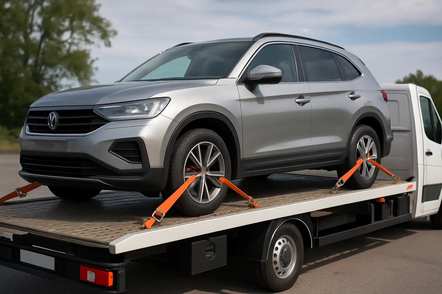 Secure Vehicle Transport on a Flatbed