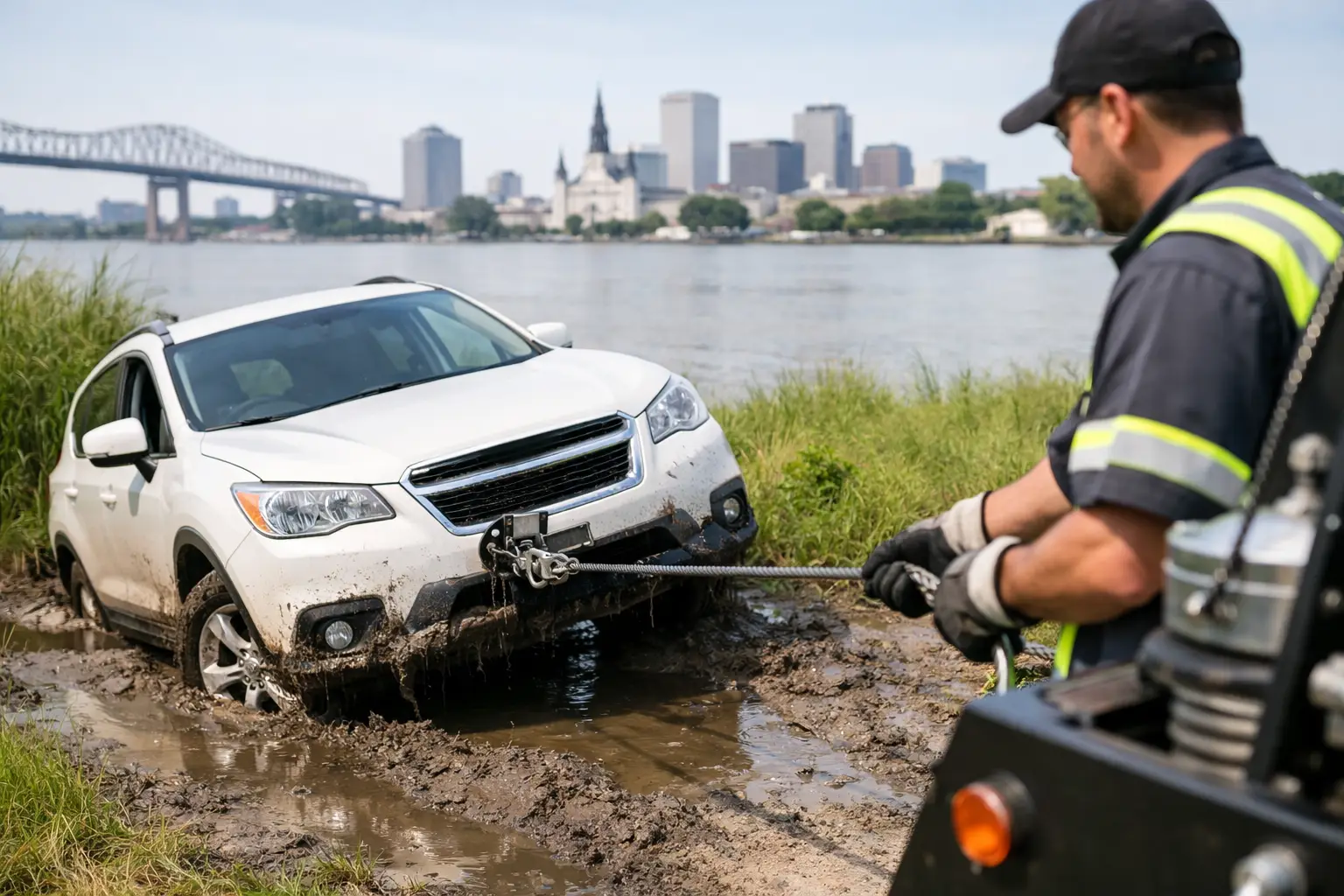 Winch Out Service for Stuck Car New Orleans
