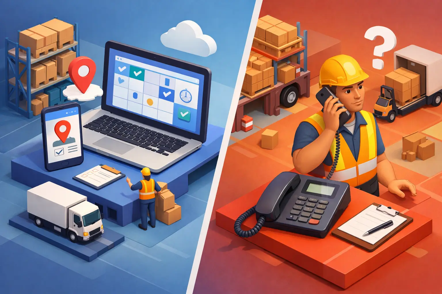 Awizacja online vs telefon w pracy magazynu