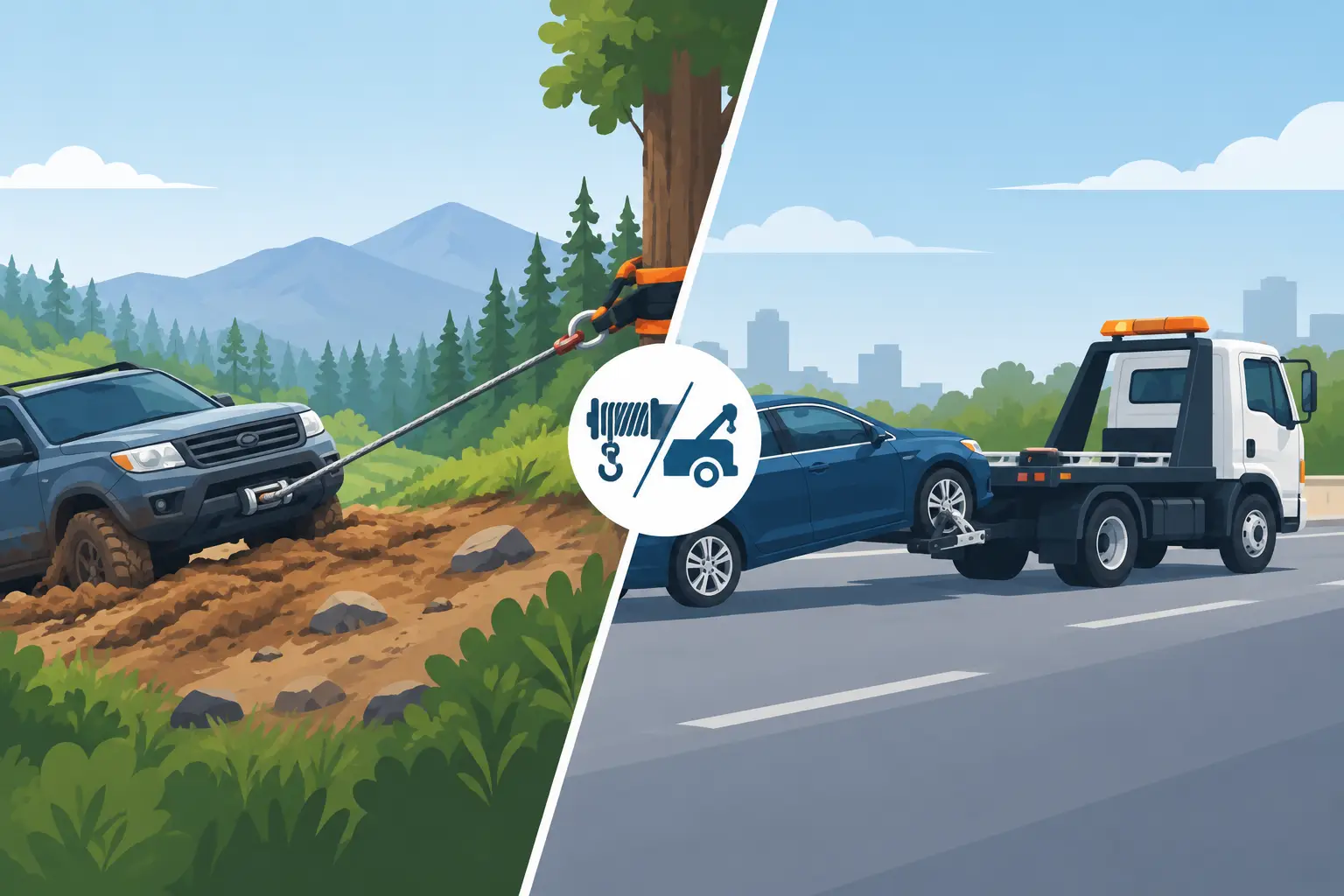 Winching Versus Towing: Which Service Fits?