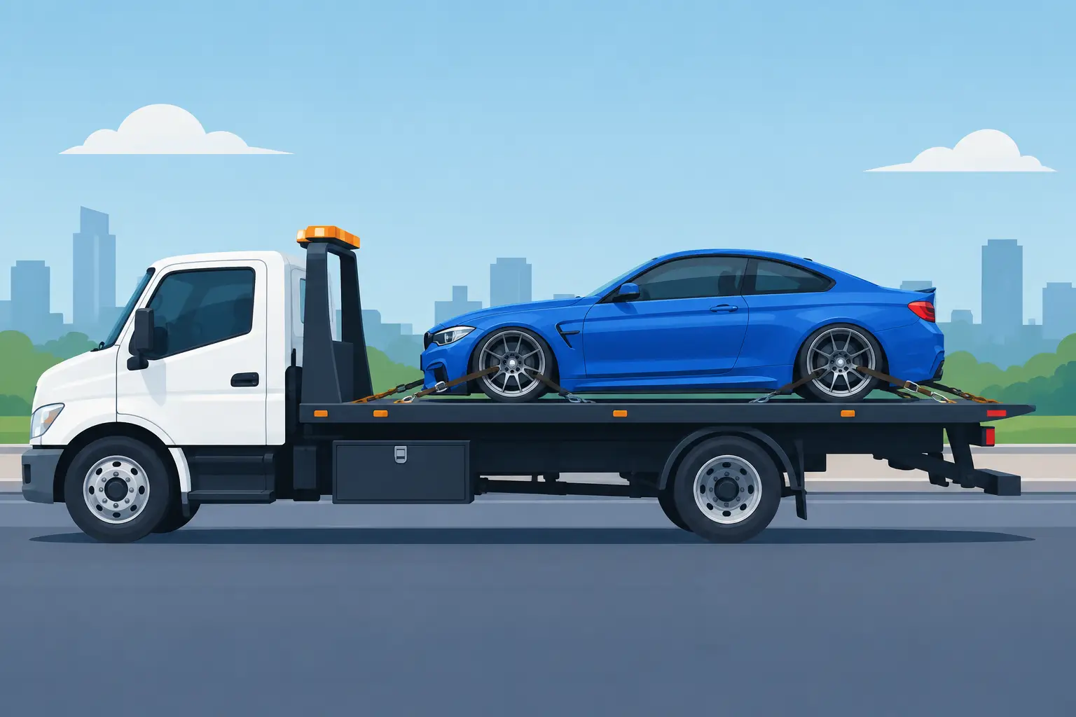 A Real Flatbed Tow for a Lowered Car Example