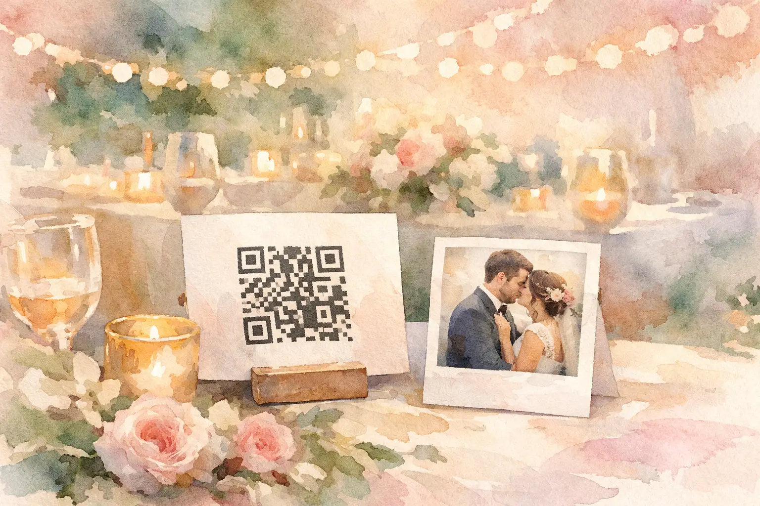 Wedding Table QR Photo Cards That Guests Use
