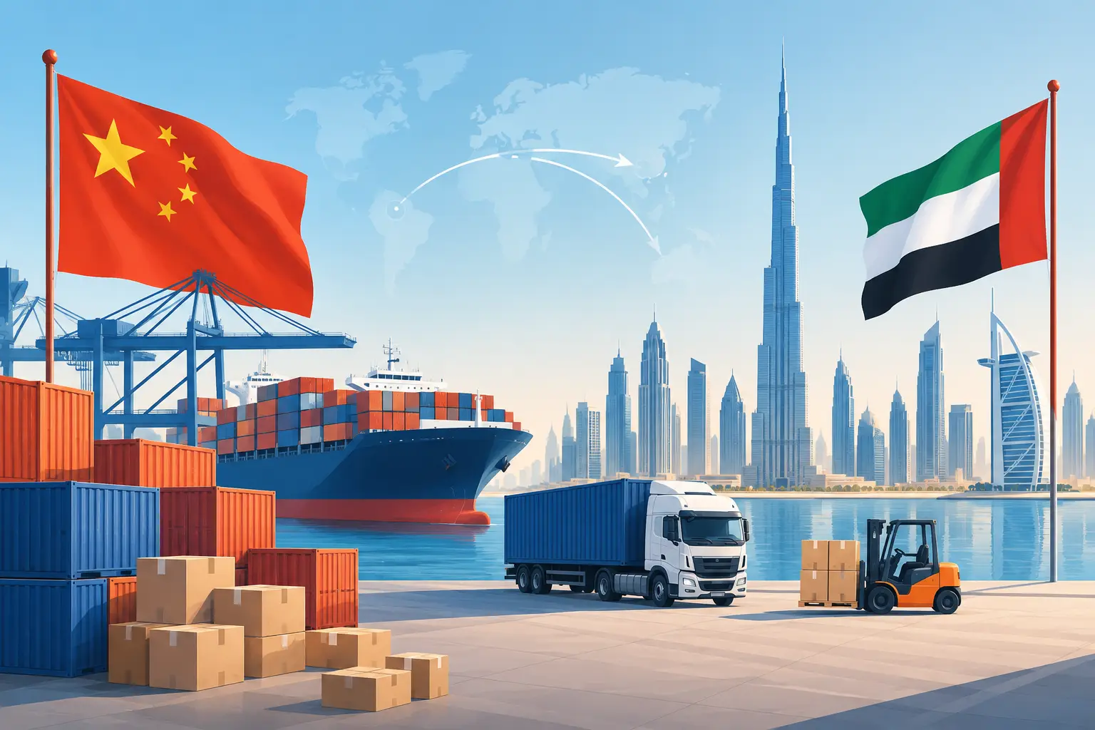 التجارة الصينية الإماراتية وشحن البضائع إلى دبي