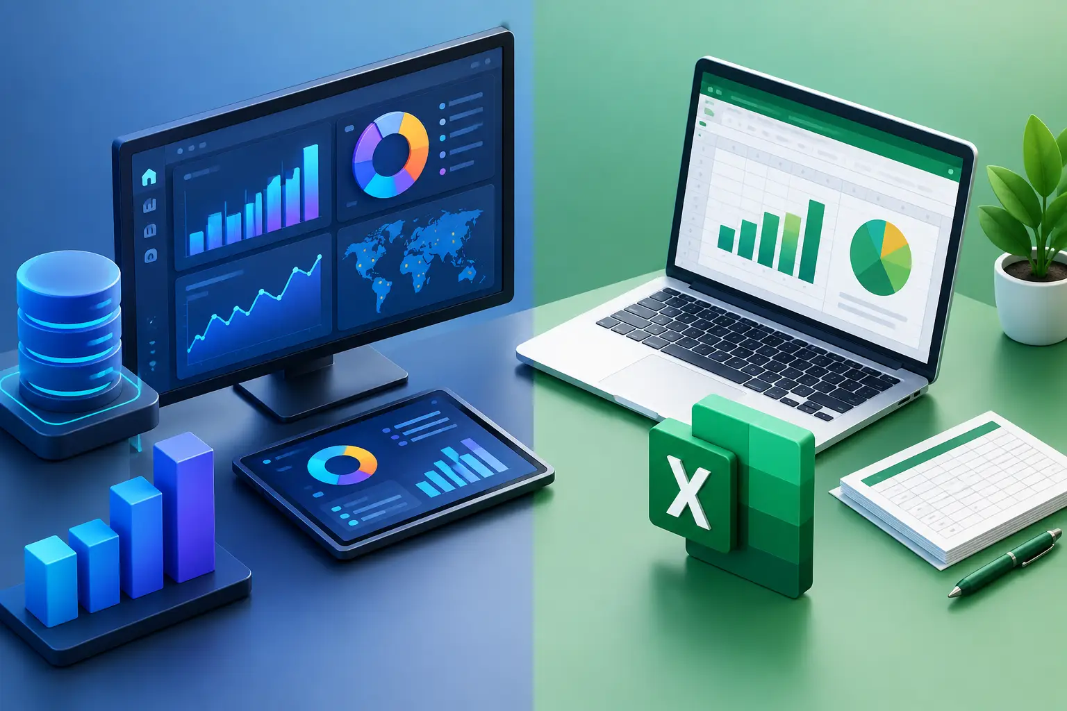 BI לעומת אקסל לעסקים שרוצים שליטה בנתונים