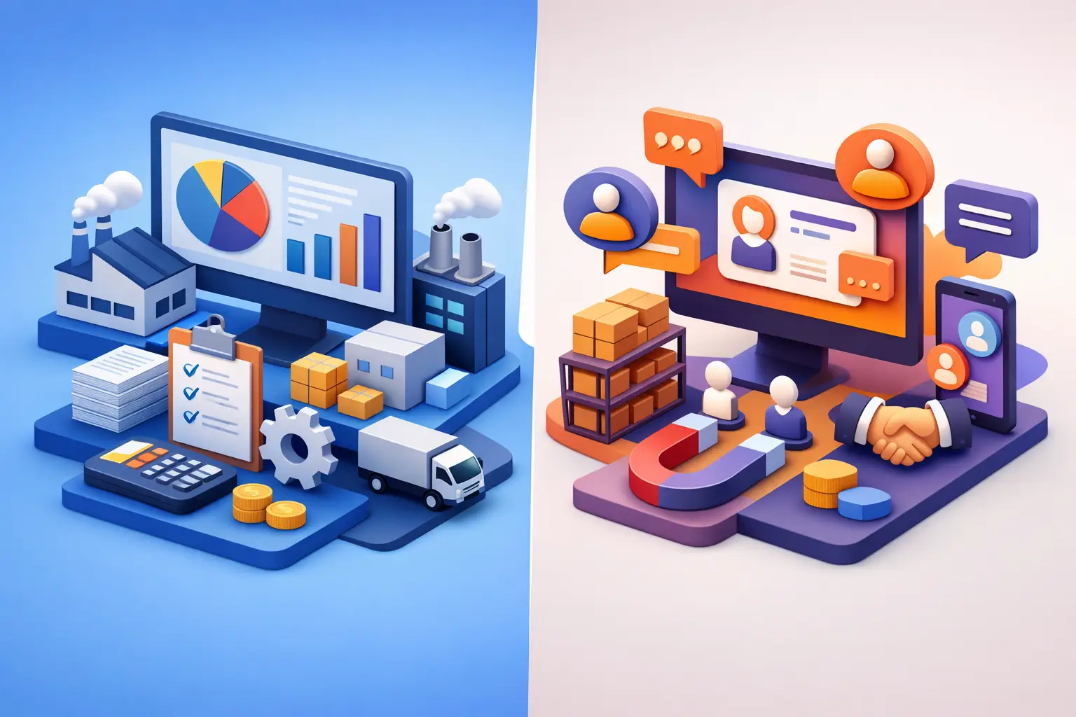 ERP מול CRM - איזו מערכת העסק שלכם צריך?