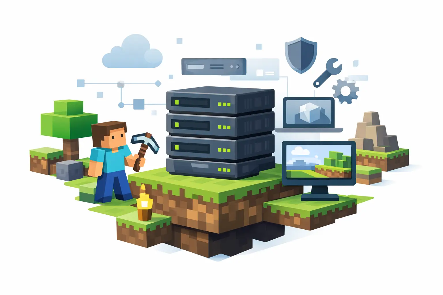 Illustration de couverture pour Guide de configuration du serveur Minecraft gratuit qui fonctionne