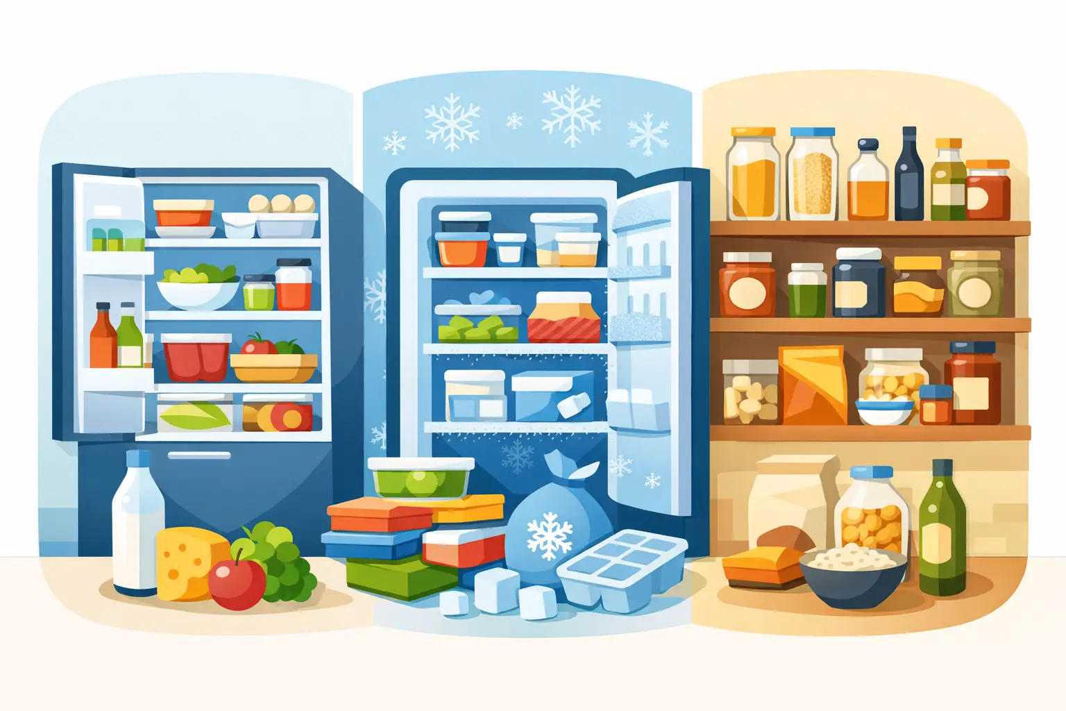 Food Storage Chart for Fridge, Freezer, Pantry