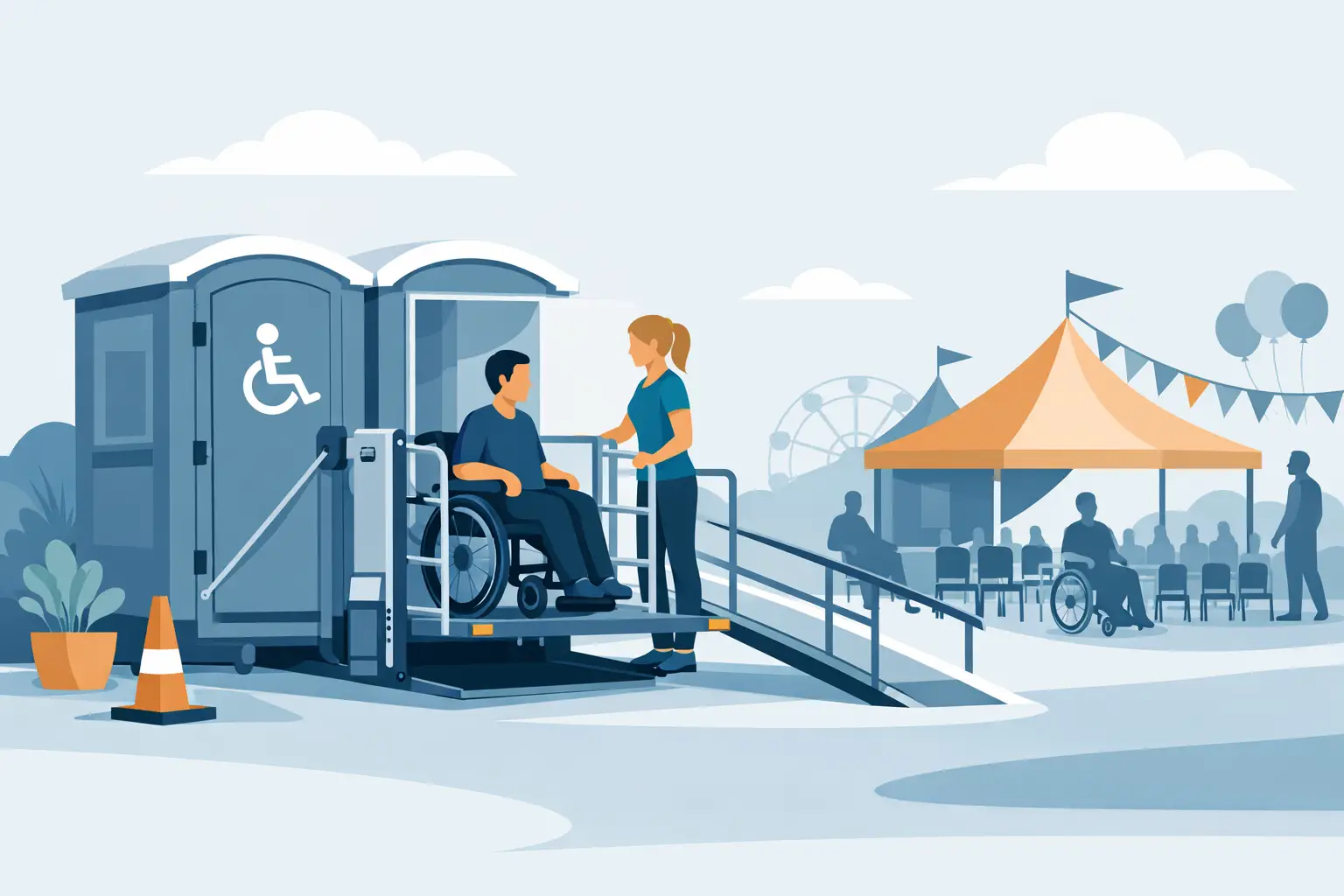 שירותים ניידים מונגשים עם מעלון לאירועים