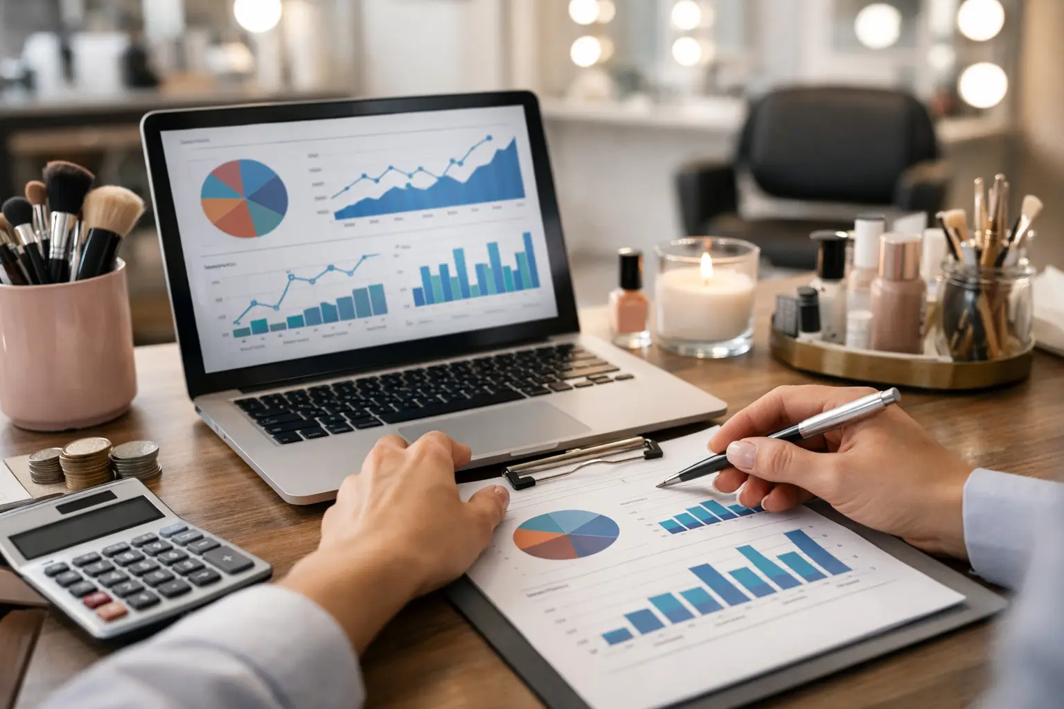 Dashboard financeiro para beleza com controle