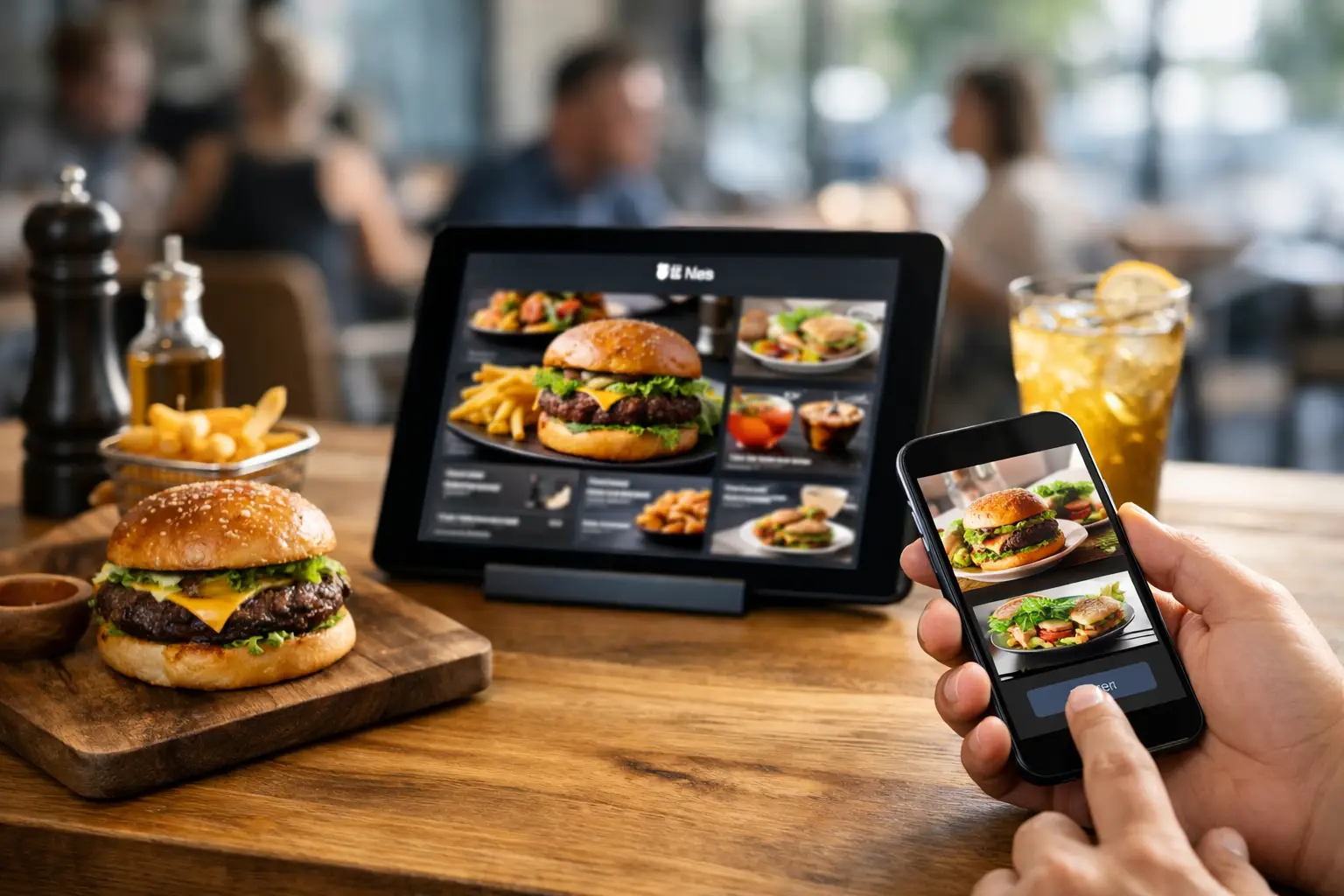Digitale menukaart die direct bestellingen oplevert