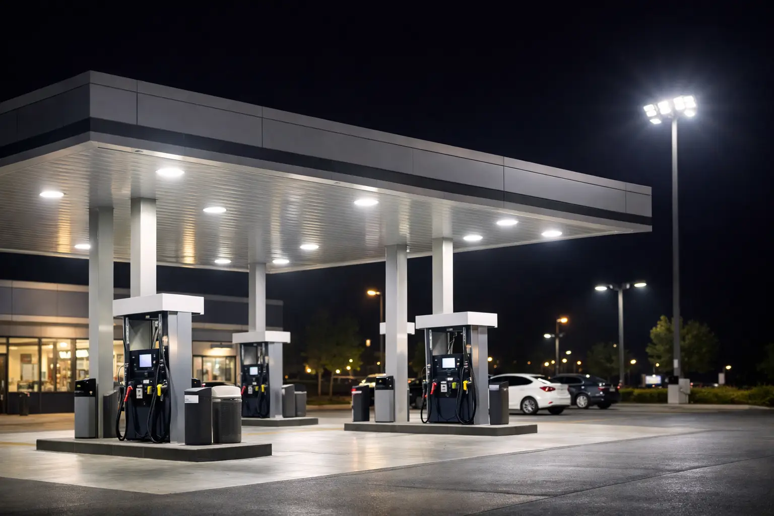 Guía de iluminación para gasolineras LED