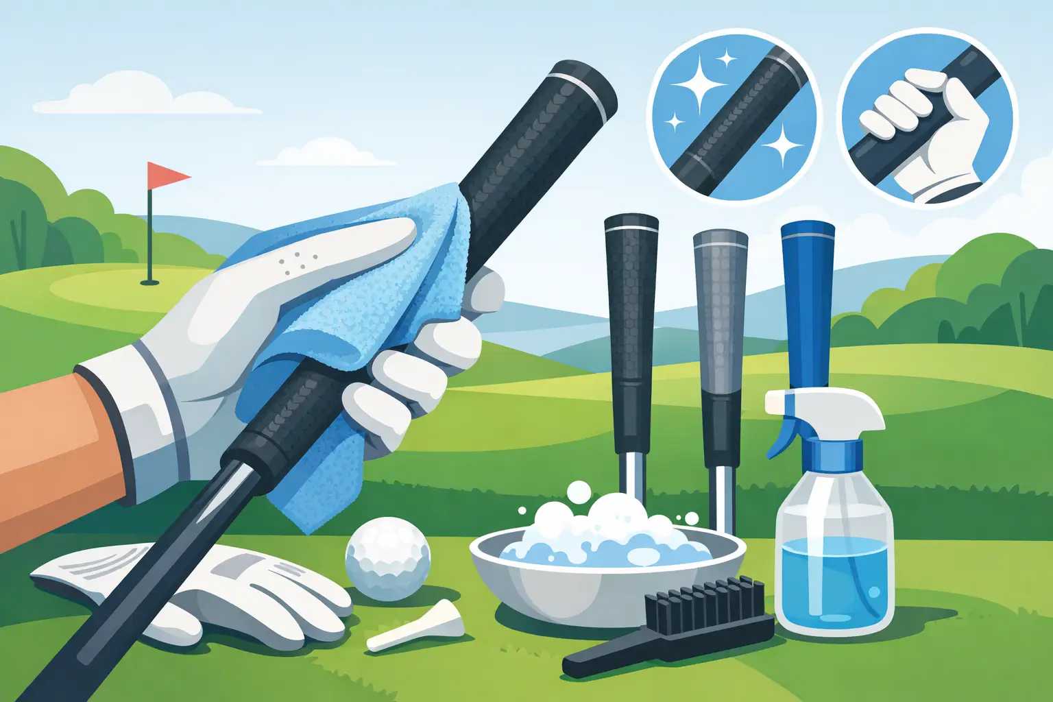 Golfgriffe reinigen und pflegen: sicherer Halt