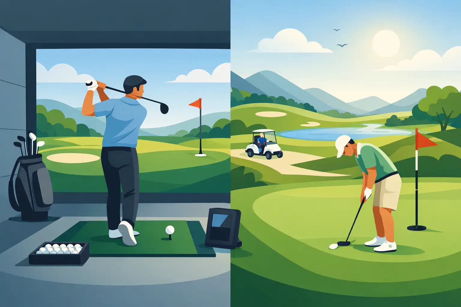 Indoor-Training und Saison auf dem Golfplatz