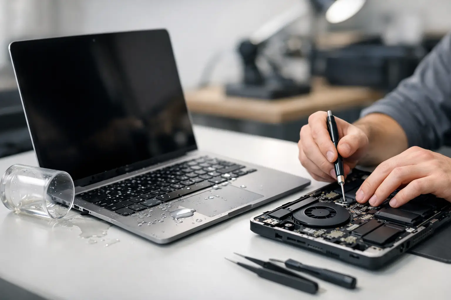 Un ejemplo de recuperación de daños por líquidos de MacBook que funcionó