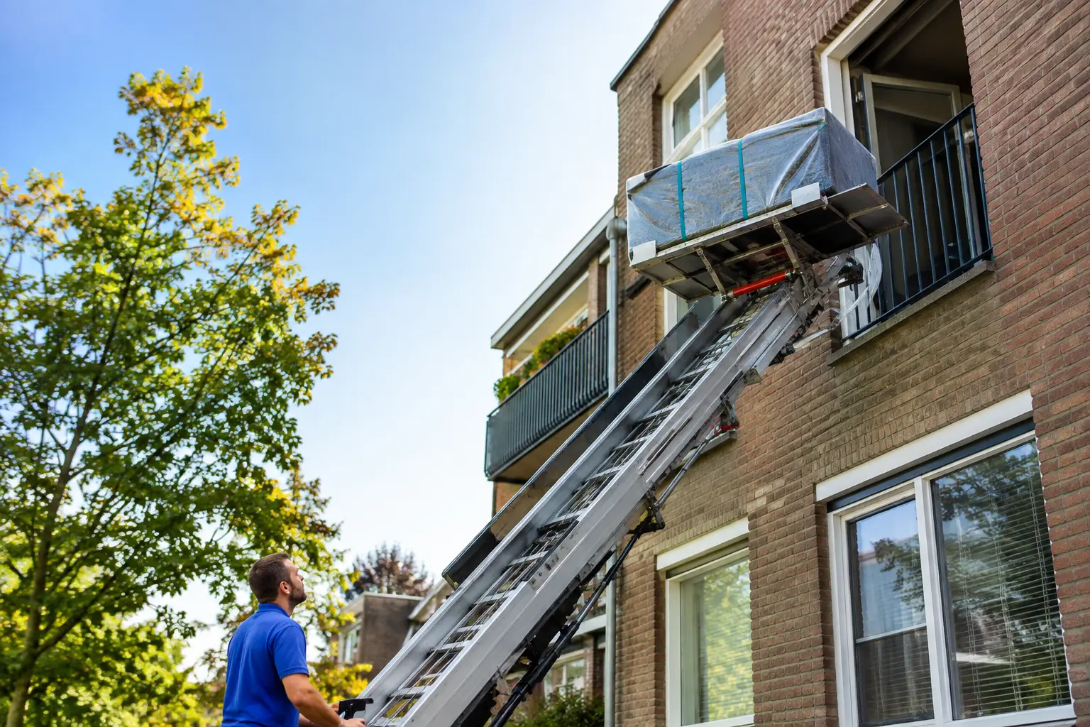 Grote kast naar derde verdieping zonder gedoe