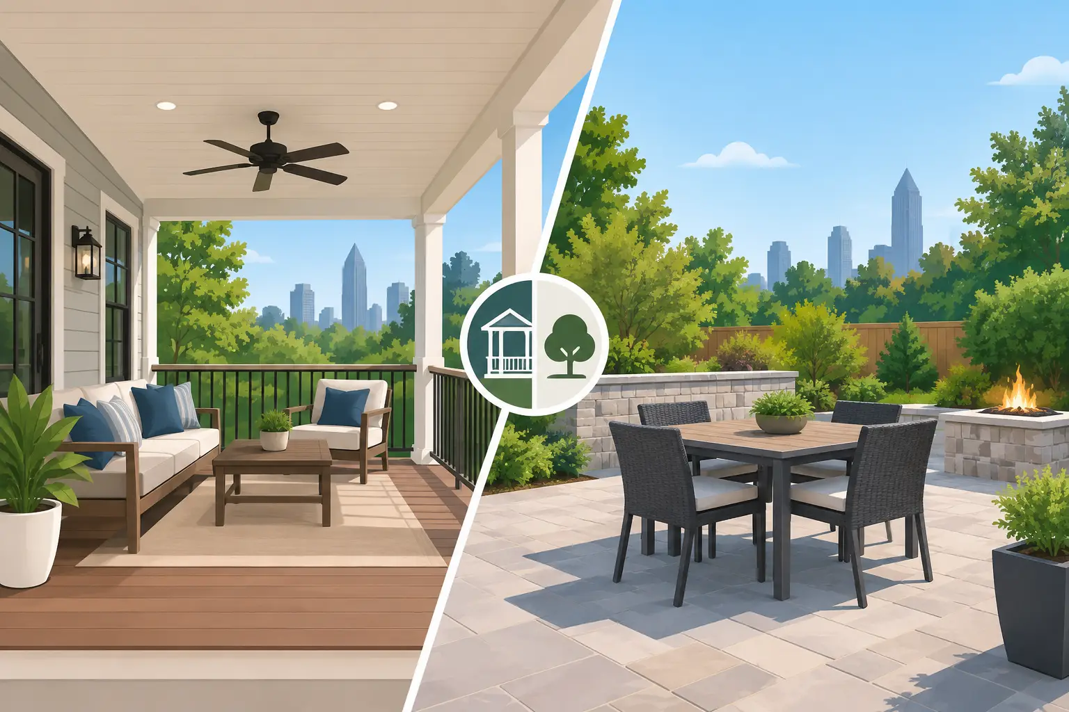 Covered Porch Versus Patio for Atlanta Homes