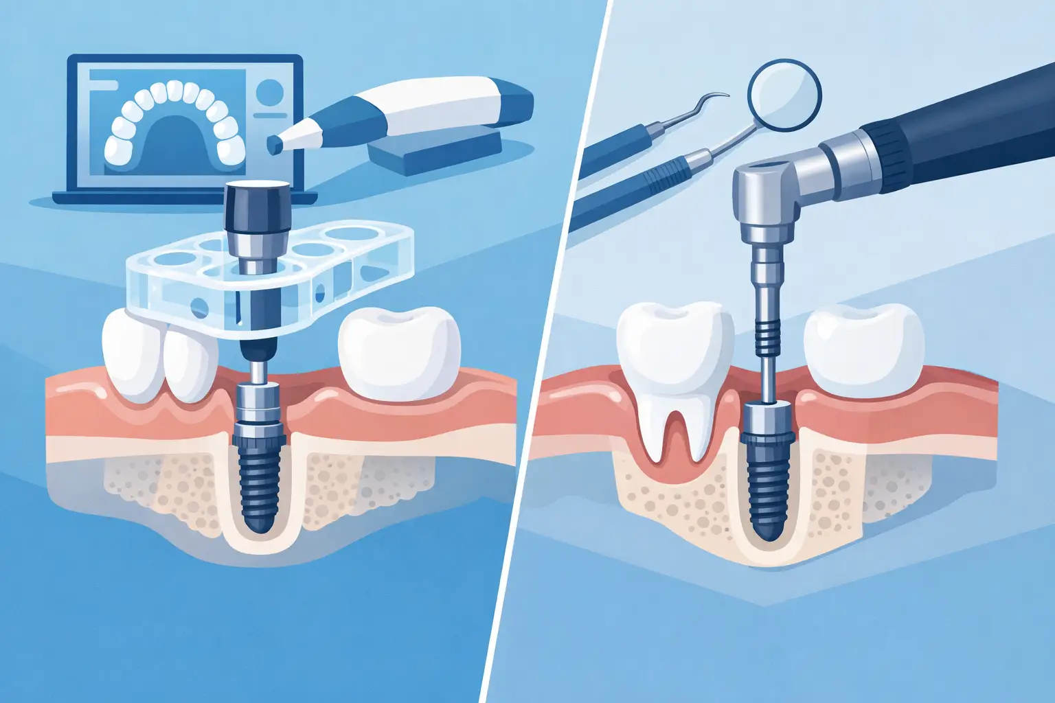 Implanturi dentare ghidate vs clasice
