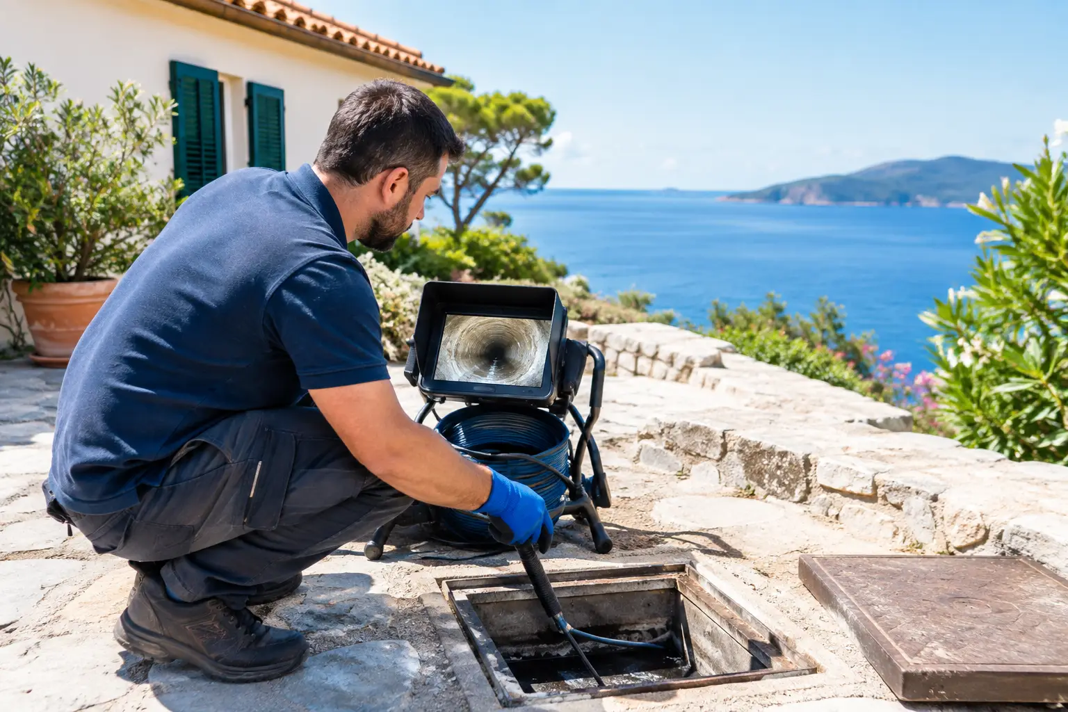 Abflüsse in einer Villa auf Elba prüfen